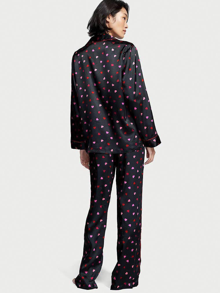 Піжама жіноча сатинова Victoria's Secret Satin Long Pajama Set XS Чорний (13125534) - фото 3