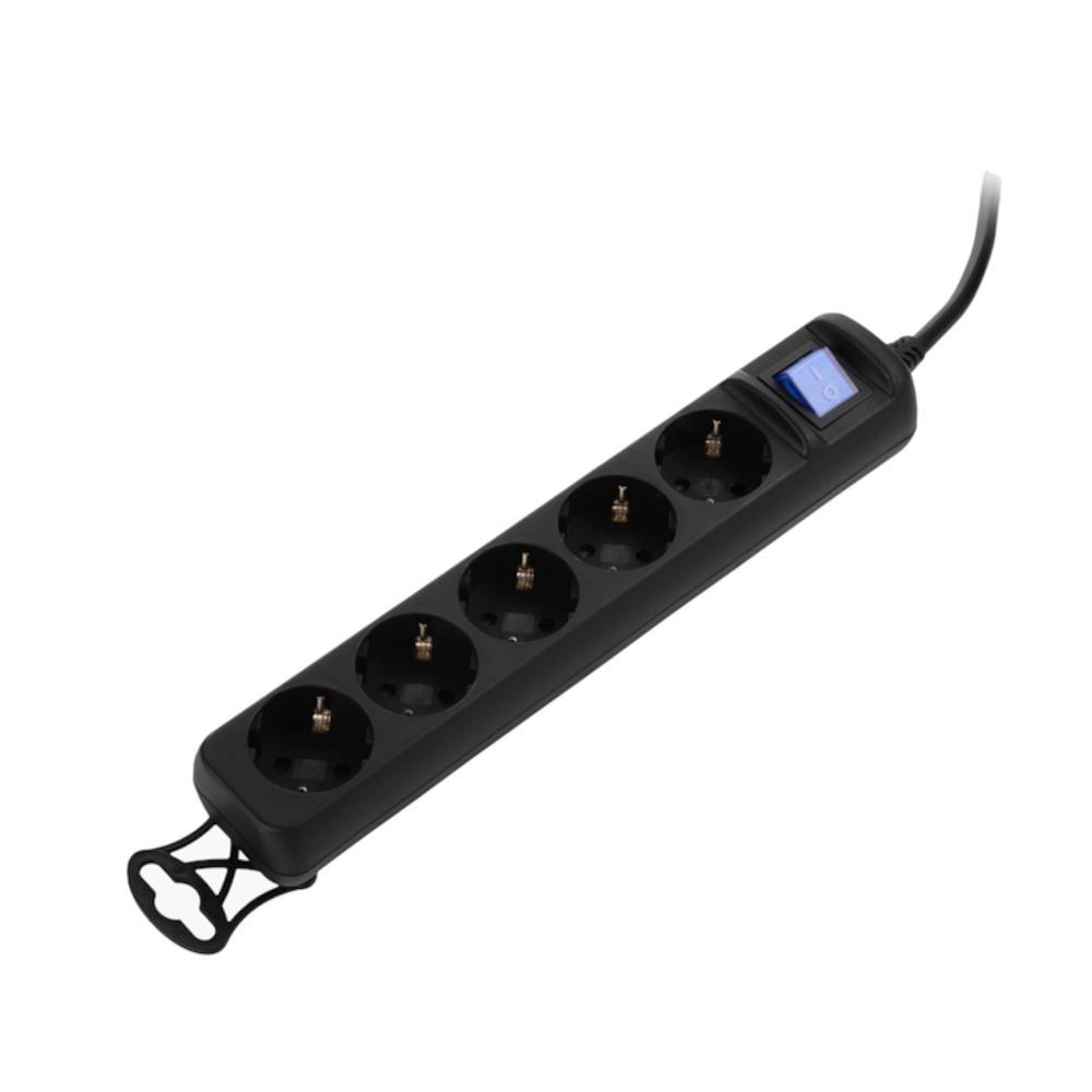 Подовжувач мережевий 2E 5XSchuko з вимикачем 3Gx1,5 мм 2/3 м Black (2E-U05ESM3BK) - фото 4