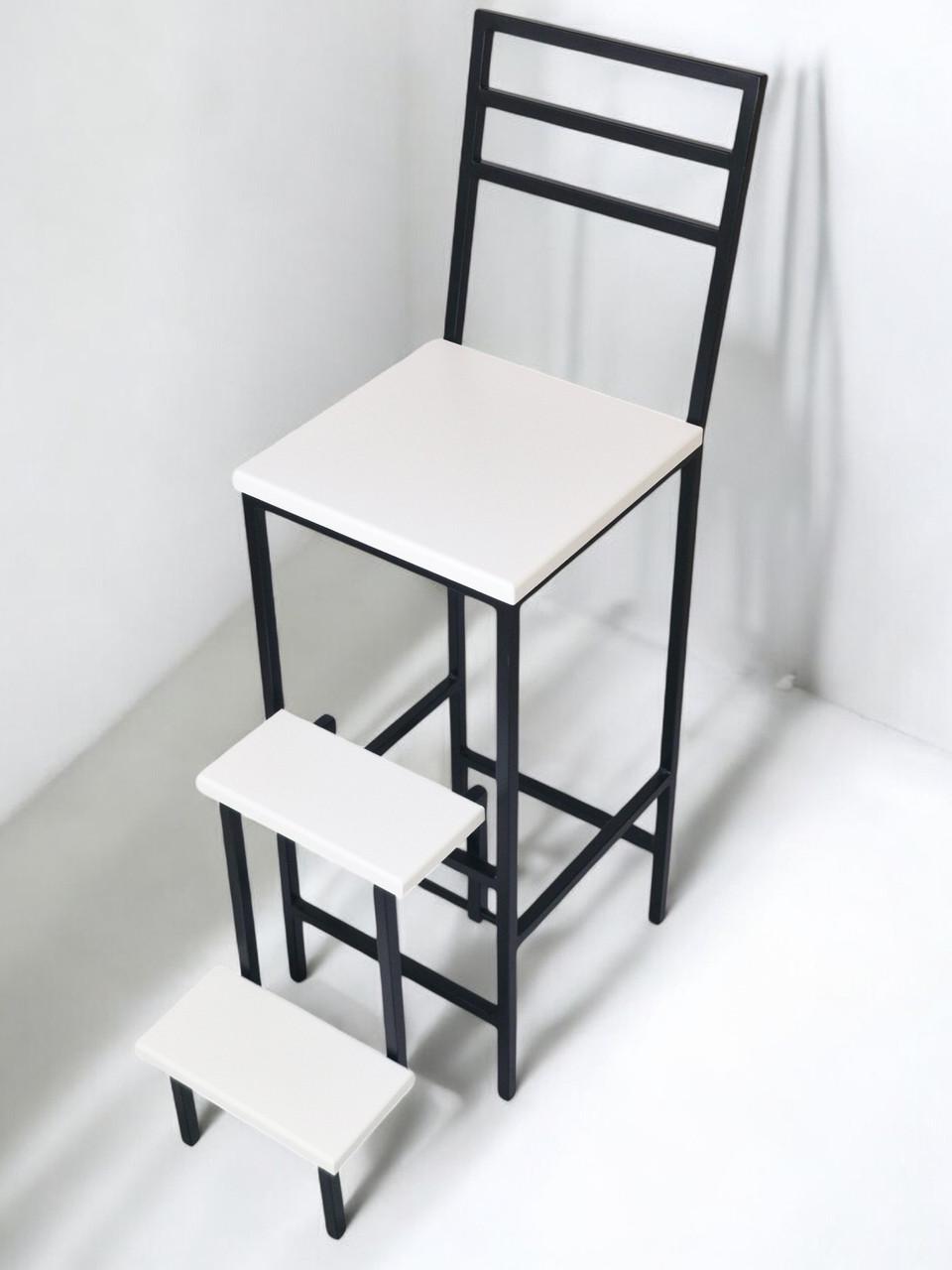Стул барный стремянка Лофт Magnus 65 см Черный/Белый - фото 1 Стул барный стремянка Лофт Magnus 65 см Черный/Белый - фото 1