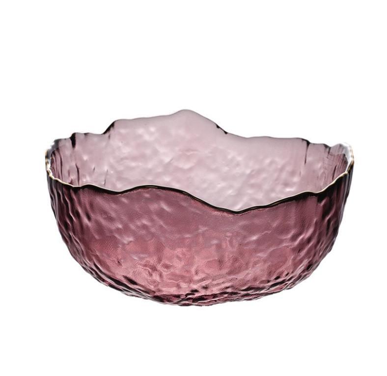 Салатник скляний 16 см Рожево-прозорий (18453)