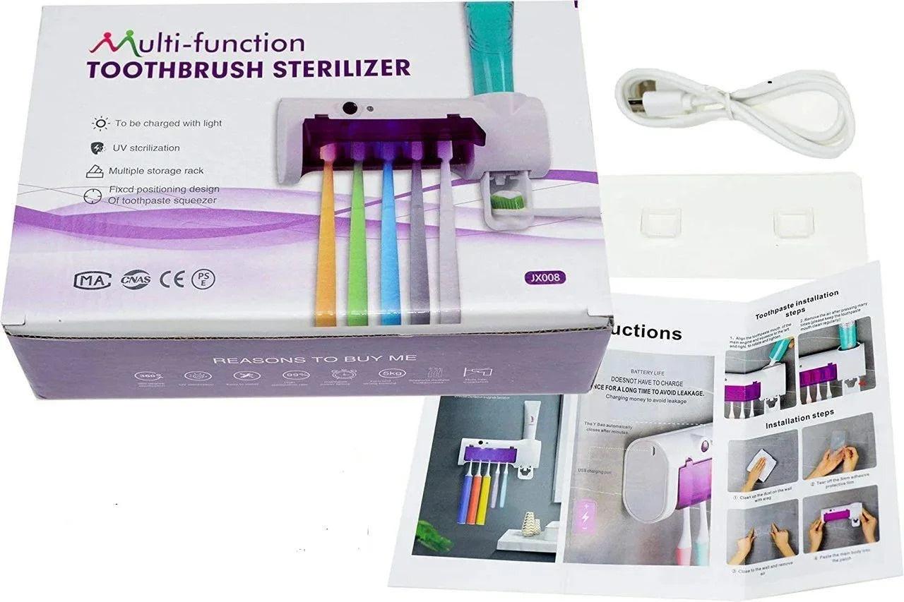 Диспенсер для зубной пасты и щеток авто Multi-function Toothbrush sterilizer JX008 Белый