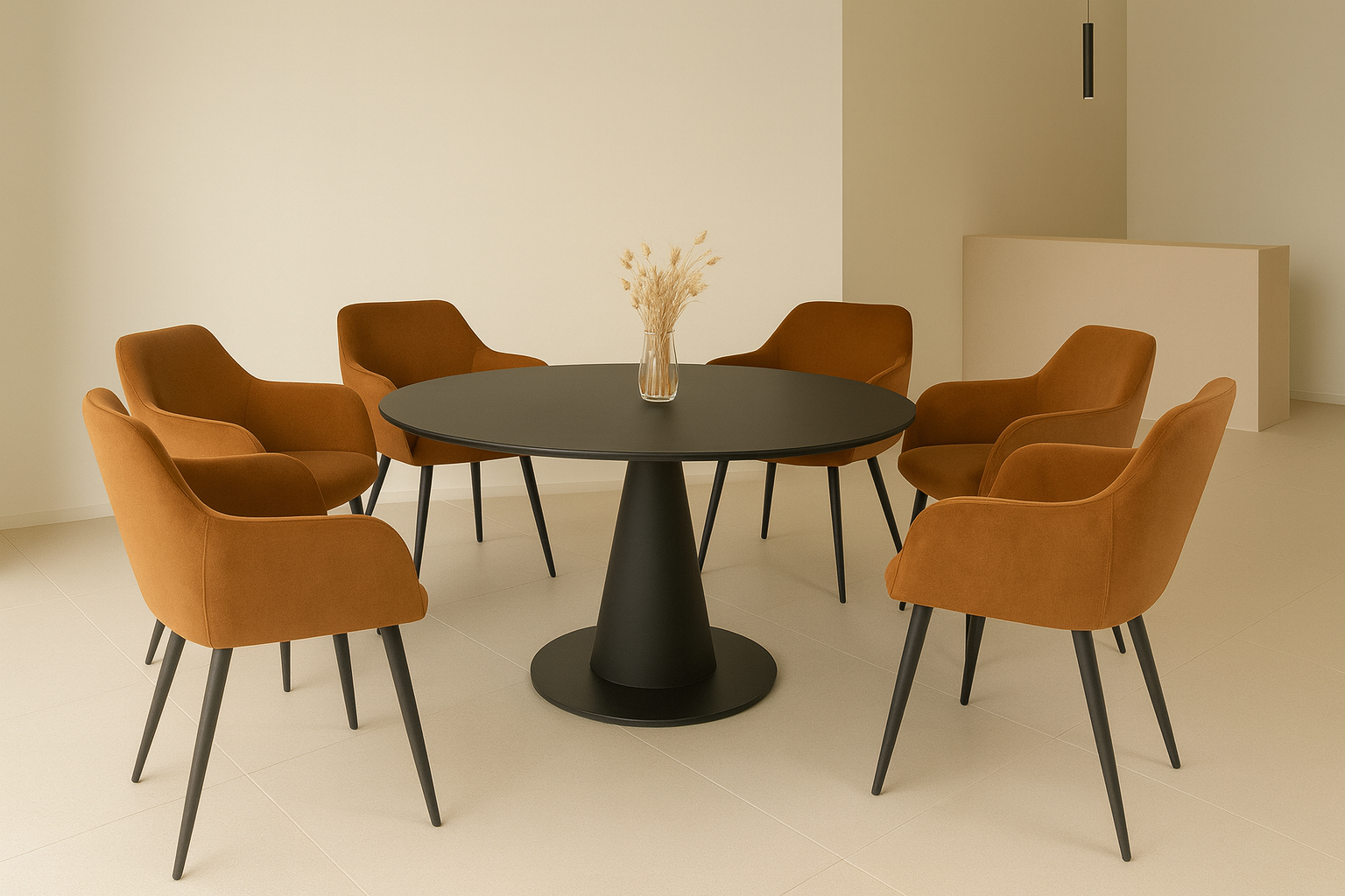 Комплект обідніх стільців Терра М-220 6 шт. з підлокітниками мохер 830x550x580 мм Карамель/Чорний