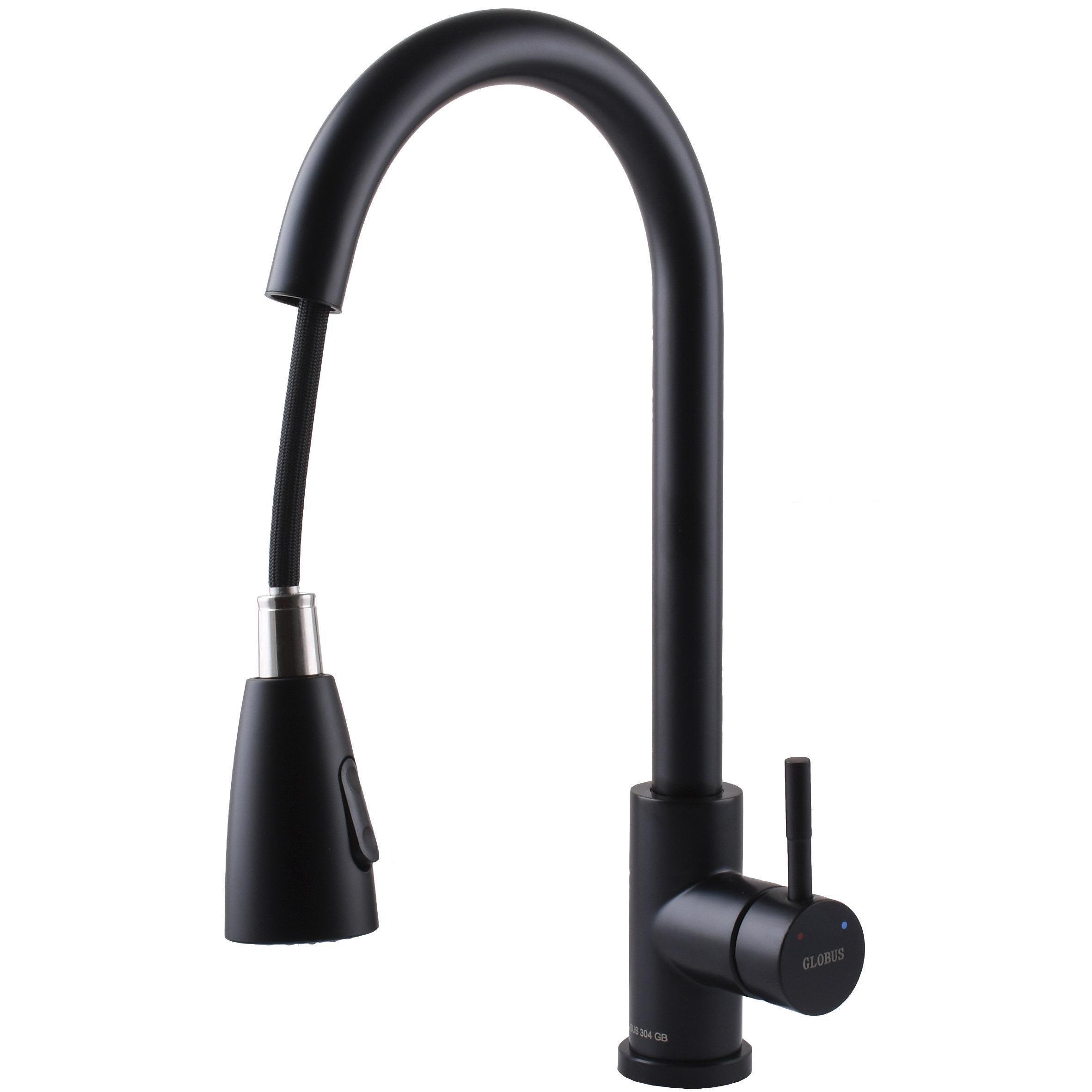 Смеситель для кухни с вытяжной лейкой GLux ALPEN SBT1-2031-BB Черный (26598) - фото 4