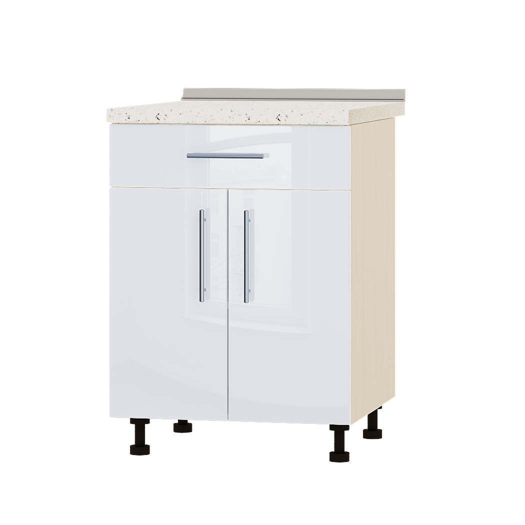 Шкаф нижний Эверест Акрил модуль Низ Н75-600 60х47х85 см Белый глянец/Дуб Молочный (04656)