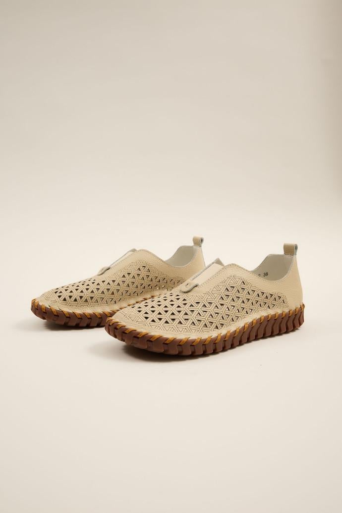 Мокасины женские ALLSY кожаные р. 36 Бежевый (196808)