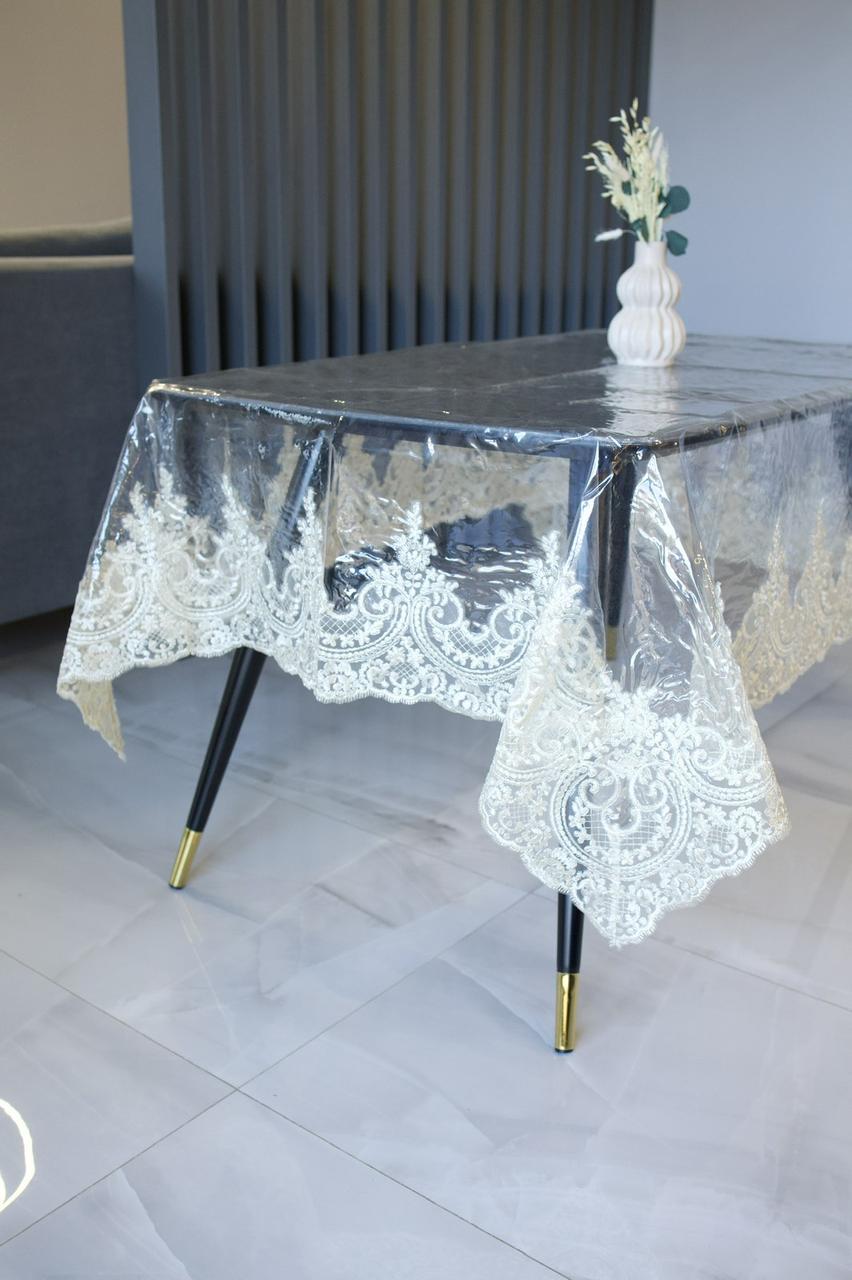 Скатерть силиконовая с кружевом термостойкая 120х150 см