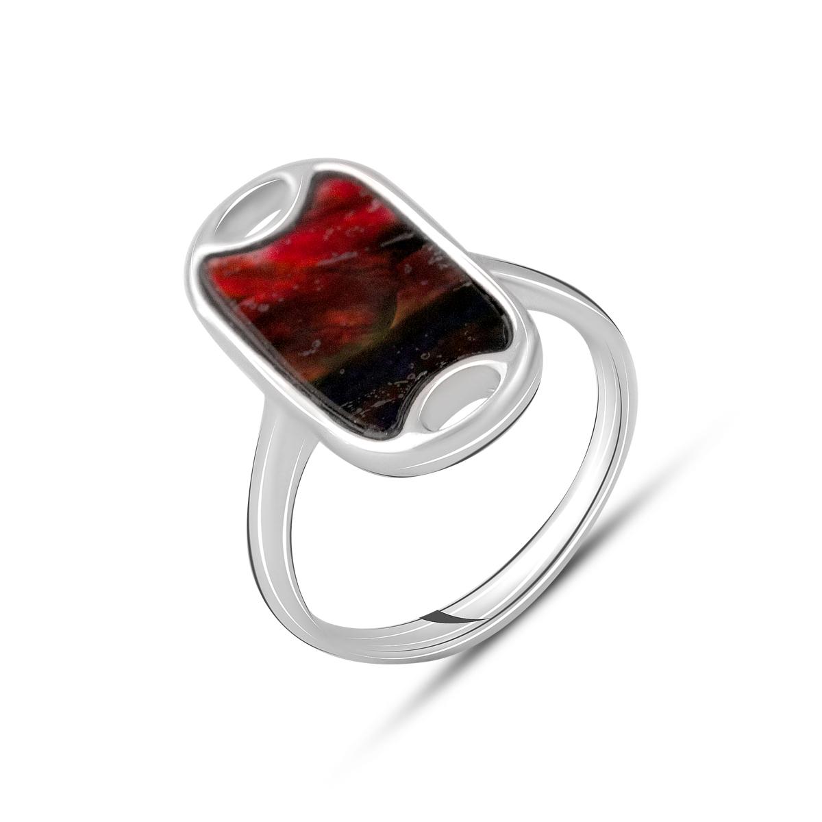 Кольцо серебряное с искуственным аммолитом 1,525 ct 3,77 г р. 17,5 (2129400)