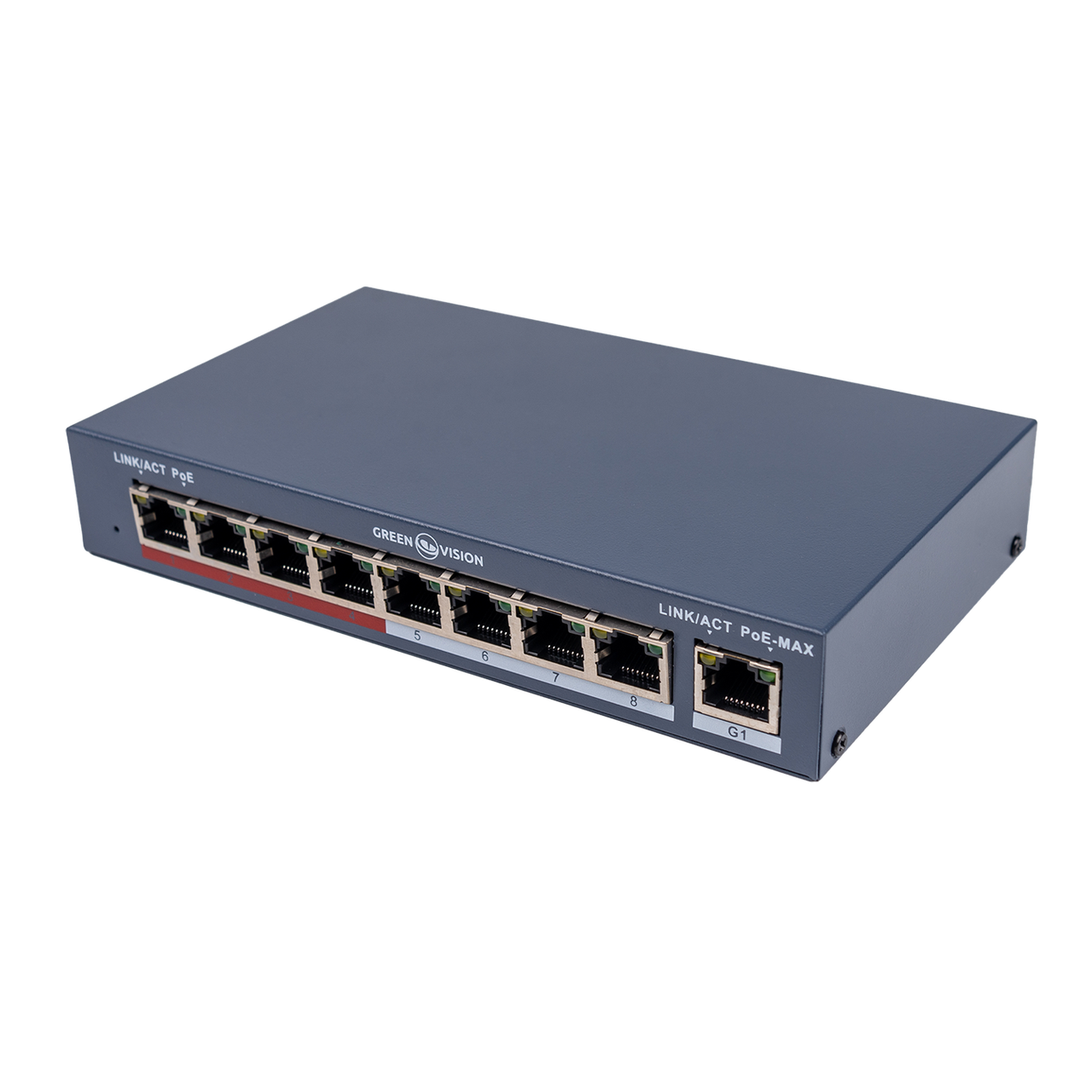Коммутатор сетевой PoE GreenVision GV-018-AI-8/1PG