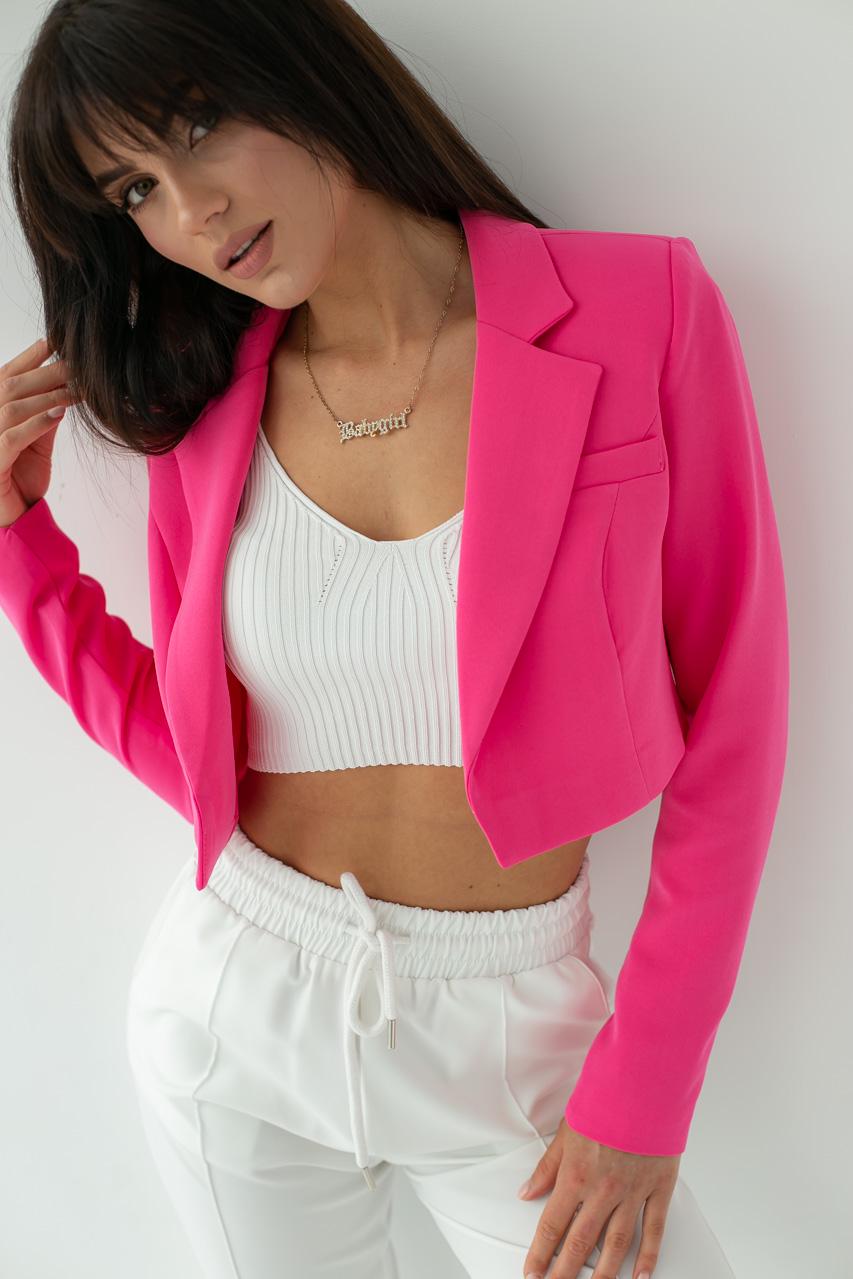 Жакет укороченный прямого фасона CLABFRENDY р. 36 Розовый (9528357) - фото 4 Жакет укороченный прямого фасона CLABFRENDY р. 36 Розовый (9528357) - фото 4