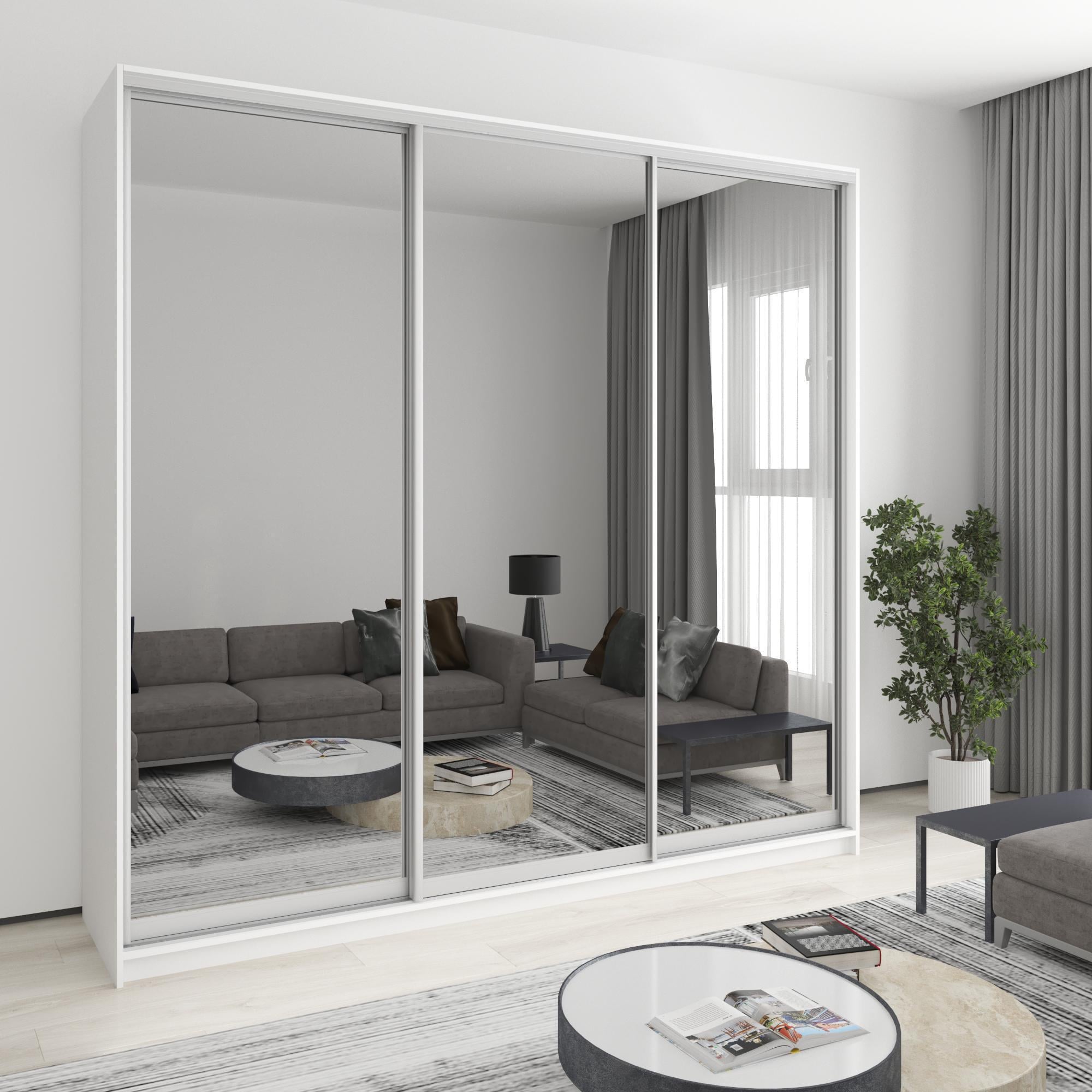 Шкаф-купе трехдверный MebelStar Комбо AL 3 зеркала 250x45x240 см Аляска белый (MBS-2173)