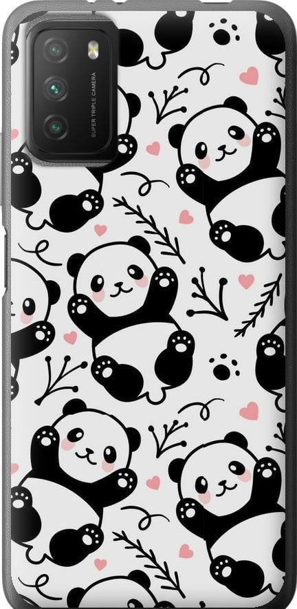 Чехол на Xiaomi Poco M3 Панды (4318t-2200-42517)
