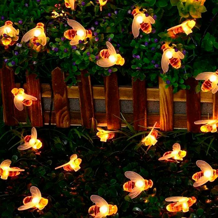 Солнечная гирлянда Пчелки 30 ламп 4,5 м 2 режима NI-MH AA 600 mAh 2V до 8 часов с тепло-белым свечением (opt-102772) - фото 5