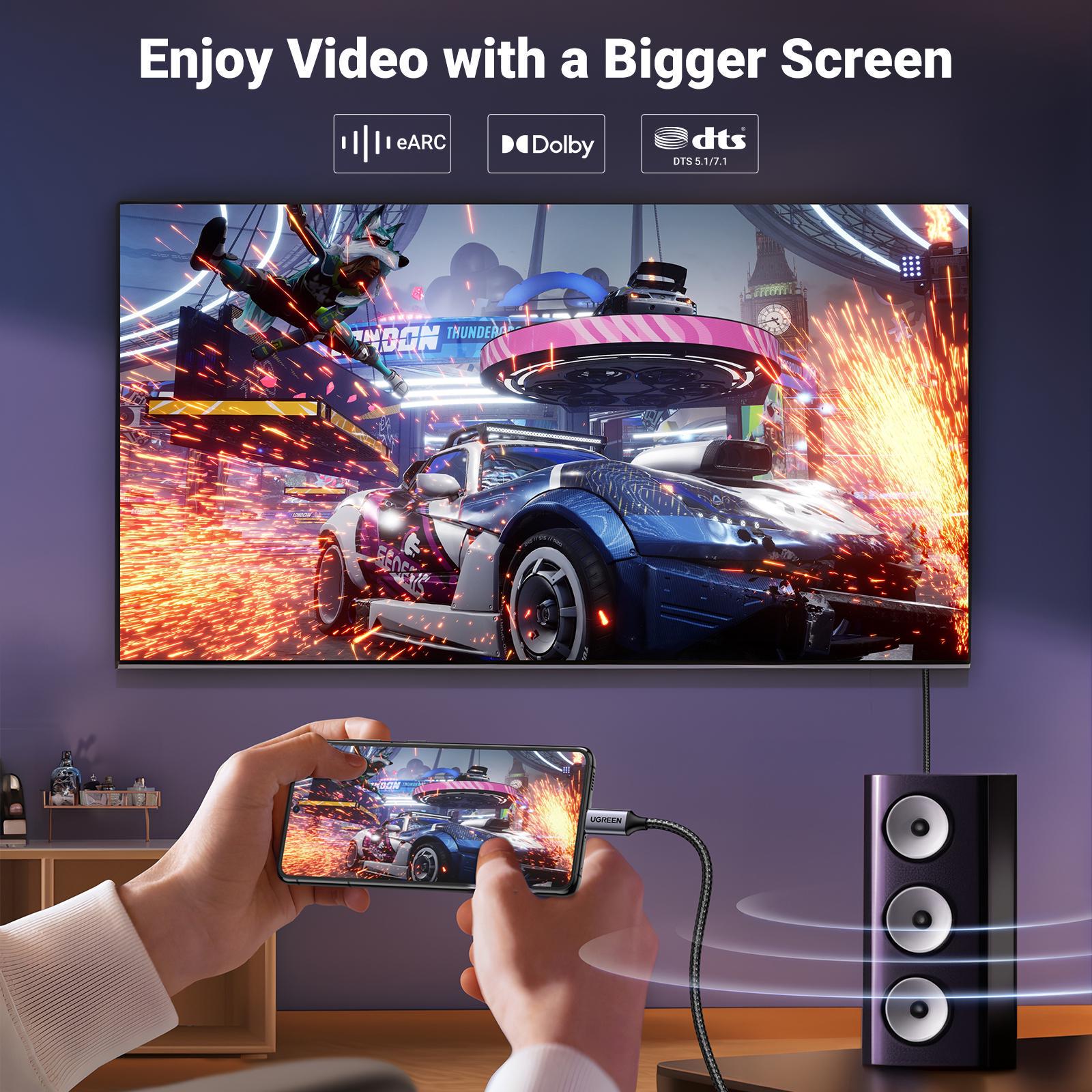 Кабель UGREEN Type-C-DisplayPort 8K 60Hz 4K 240Hz 32.4 Гбит/с конвертер USB-C Thunderbolt 4/3 до DP 1.4 1 м Черный (25157) - фото 3