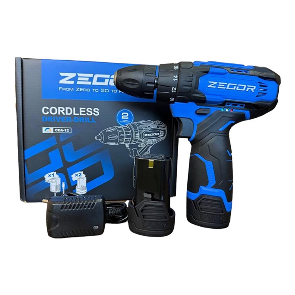 Шуруповерт аккумуляторный Zegor CDA-12/12В/50 Нм/две скорости/2 батареи 12 В 2 Ач/реверс/подсветка
