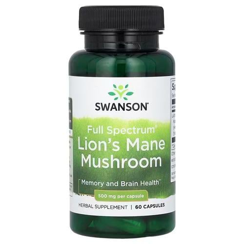 Грибы Swanson Full Spectrum Lion's Mane Mushroom 500 мг 60 caps (SW1096)