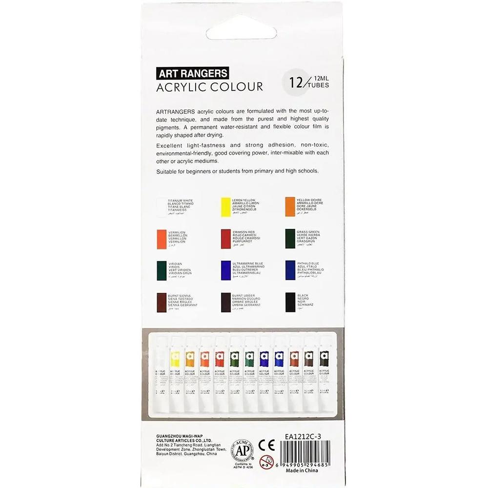 Фарби акрилові художні тюбики в коробці 12 кольорів по 12 мл (37-106236) - фото 8 Фарби акрилові художні тюбики в коробці 12 кольорів по 12 мл (37-106236) - фото 8