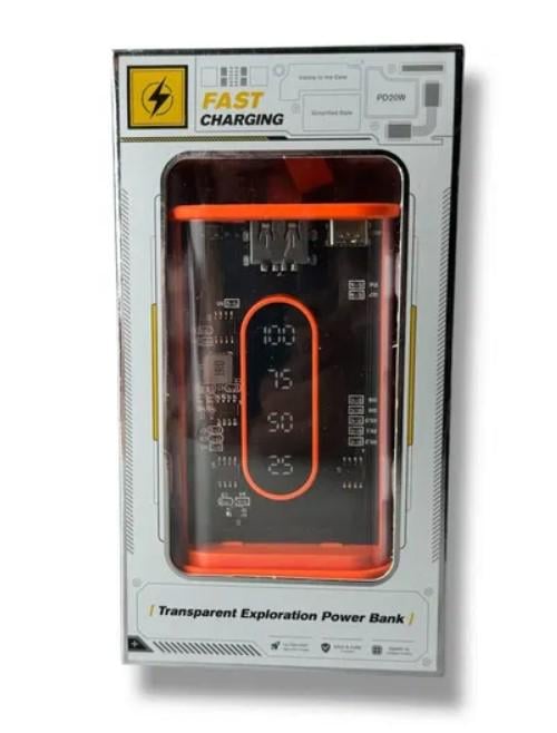 Повербанк з прозорими стінками та світлодіодним дисплеєм 10000 mAh Помаранчевий (2104618813) - фото 13