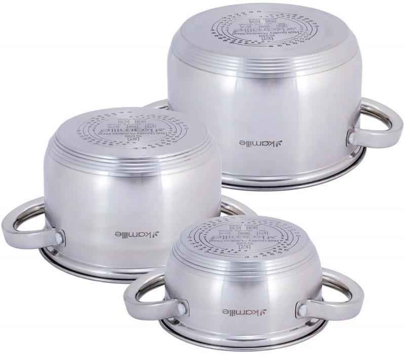 Набір каструль Kamille Madrid із нержавіючої сталі з мірною шкалою 1/1,8/2,5 л - фото 5