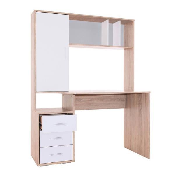 Стіл комп'ютерний з поличками та ящиками Дуб сонома/Білий (15207061) - фото 3 Стіл комп'ютерний з поличками та ящиками Дуб сонома/Білий (15207061) - фото 3