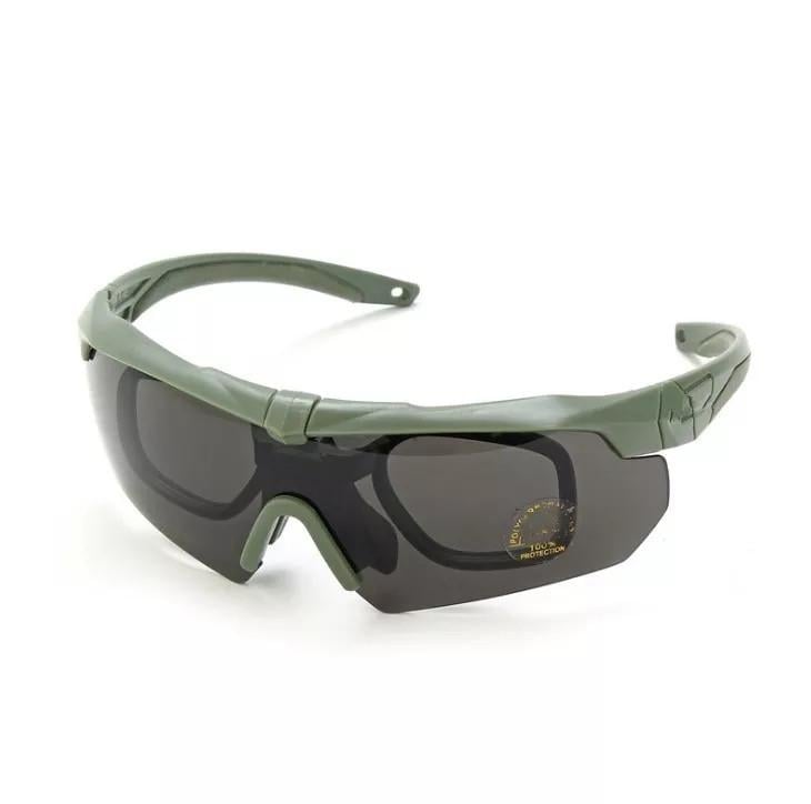 Защитные очки ESS Crossbow Polarized с 3 линзами и оливковой диоптрией (11322918) - фото 1