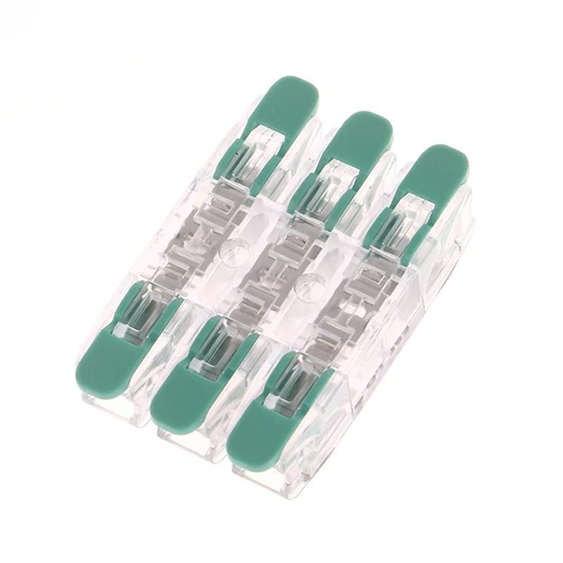 Клемма проходная Tactix 0,5-4 мм2 32А 3х1-3х1 одинарная 39,8х27,5х10 мм рычаг крепеж 3 мм Зеленый (CT283)