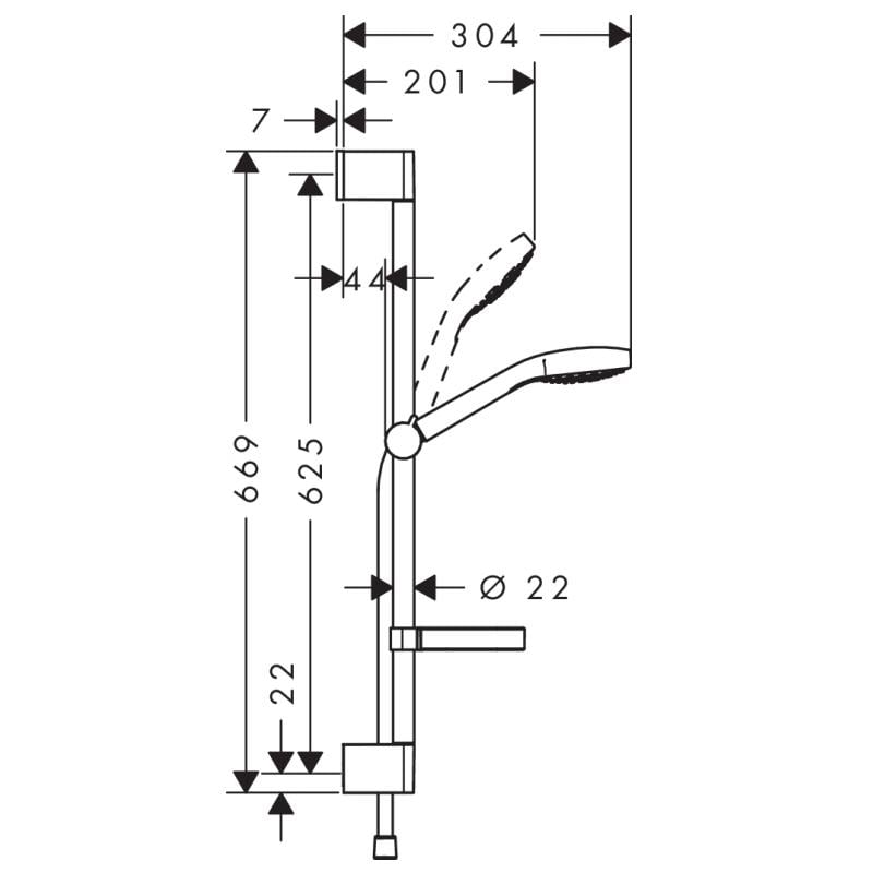 Душевой комплект Hansgrohe CROMA SELECT S 26566400 со штангой Хром (113613) - фото 2