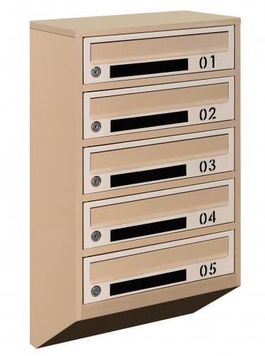 Почтовый ящик Галиндустрия Е1-05-D металлический многосекционный на 5 квартир Бежевый (132-119-000004819)
