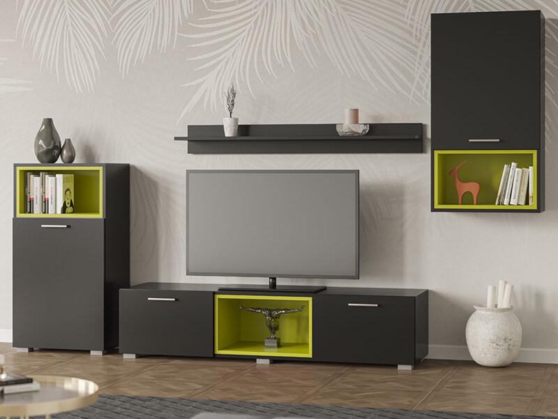 Гостиная Світ Меблів Монтана ДСП Антрацит/Лайм