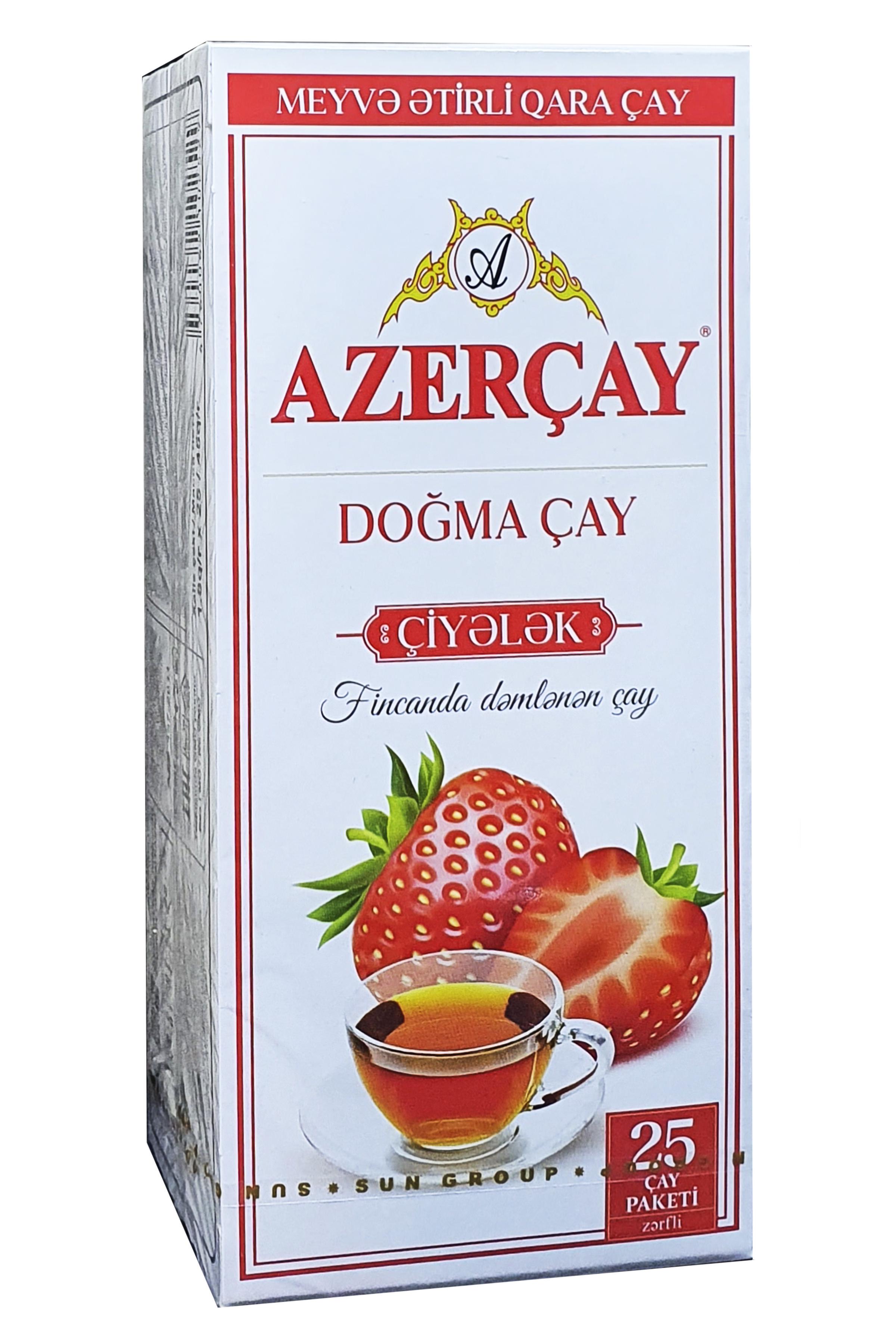 Чай чорний Азерчай Полуниця з ароматом полуниці в пакетиках 25 пакетиків 1,8 г (1520)
