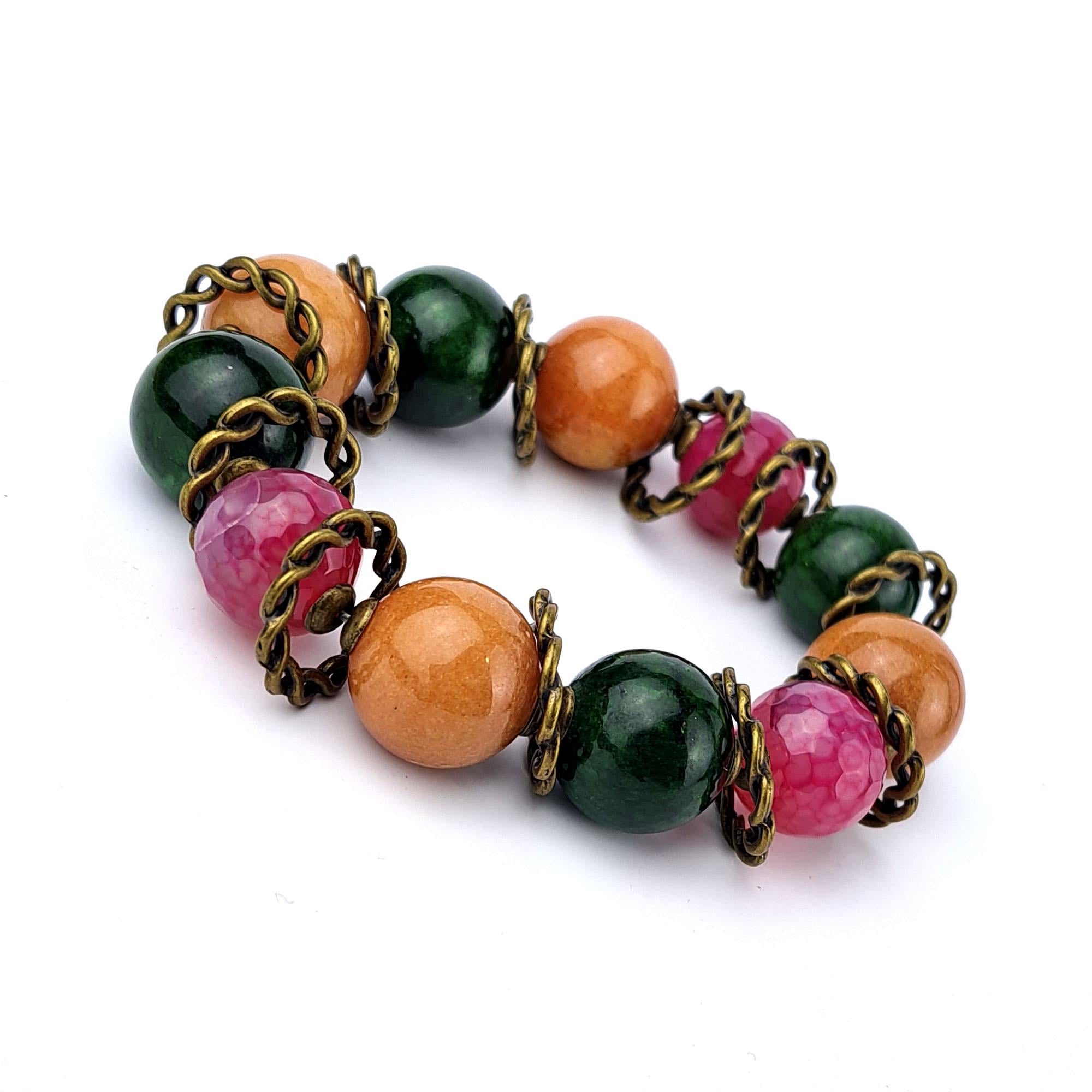 Браслет DARSANA Каламбур из натуральных камней цитрин/агат/хризолит (DRSU005110)