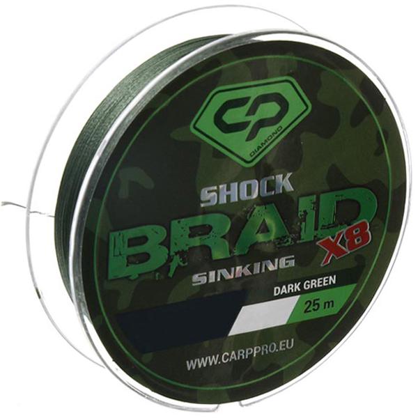 Шок-лідер Carp PRO Diamond Shock Braid PE X8 0,16 мм 25 м Dark Green (CP1625-8-25)