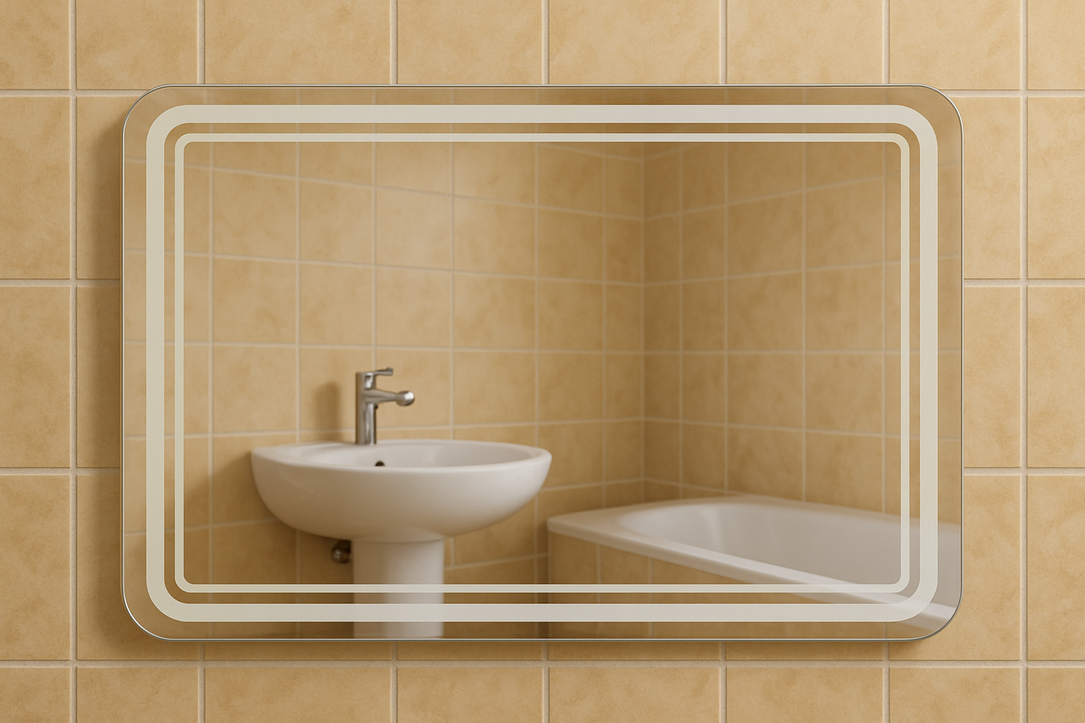 Зеркало в ванную MPS-8 60х70 см без подсветки горизонтальное с закруглением