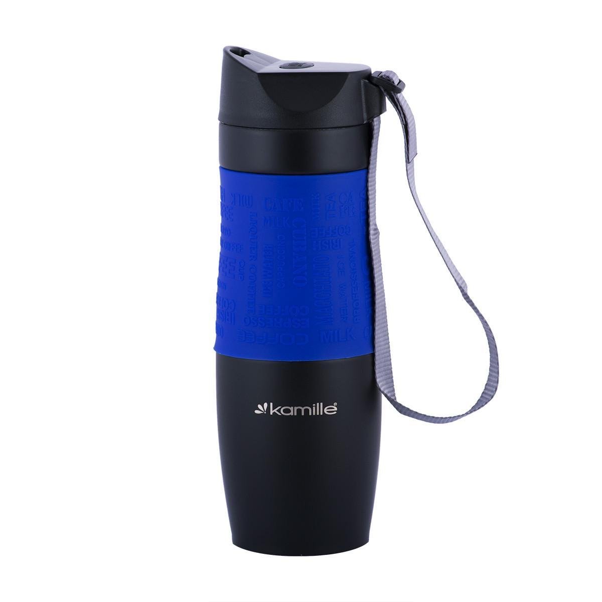 Термокружка Kamille 2067 с ремешком 480 мл Синий