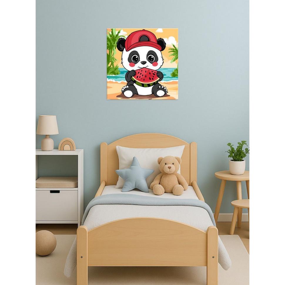 Картина по номерам Ideyka KHO1251 Лето Панда с арбузом 25х25 см (2746681435) - фото 2