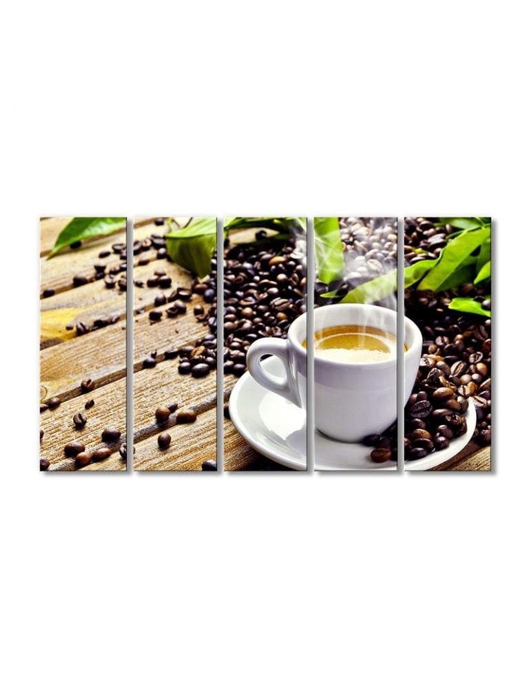 Картина модульная Ранний кофе 5 модулей 90x135 см