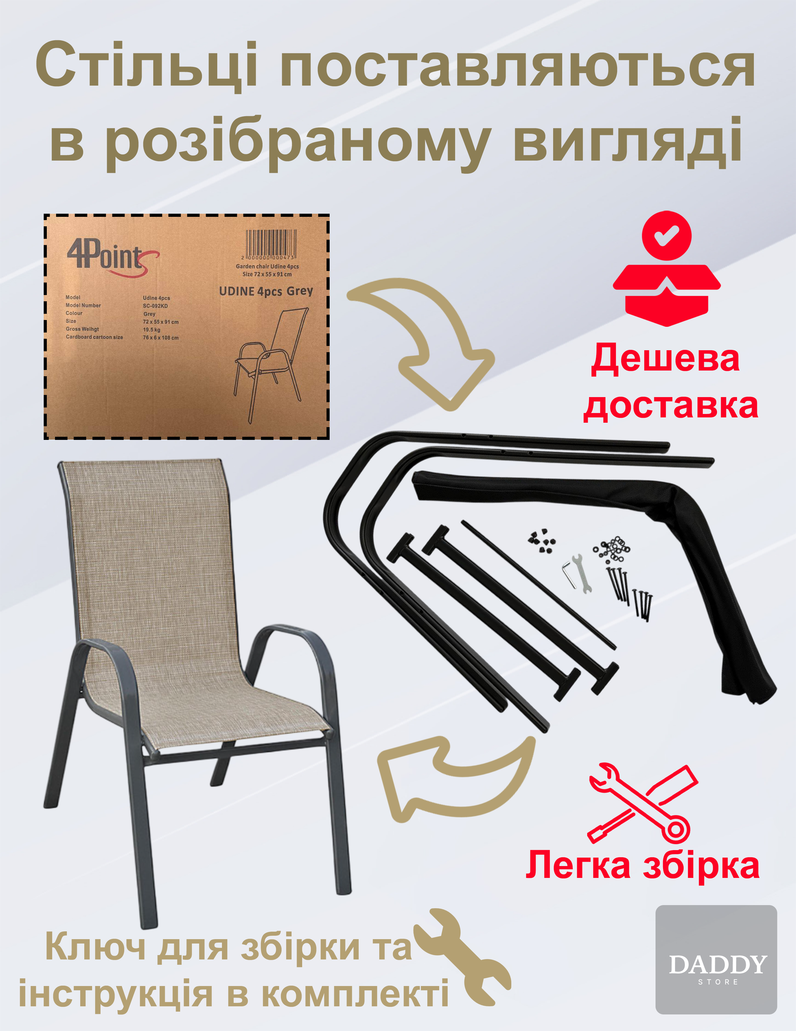 Комплект садових меблів 4Points Milano-4 прямокутний стіл та 4 стільця 150х90 см Коричневий - фото 8 Комплект садових меблів 4Points Milano-4 прямокутний стіл та 4 стільця 150х90 см Коричневий - фото 8