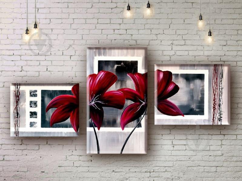 Модульная картина акрилом цветы ArtStar MHM17_3_029 размер 70 х 130 см