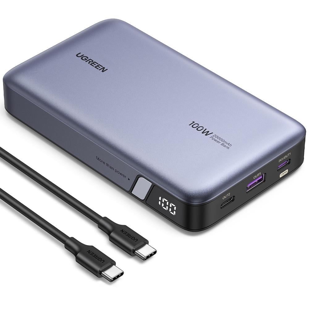 Акумулятор зовнішній  для ноутбука UGREEN PB720 20000 mAh 100W Two-way Fast Charging Power Bank Gray (25188)