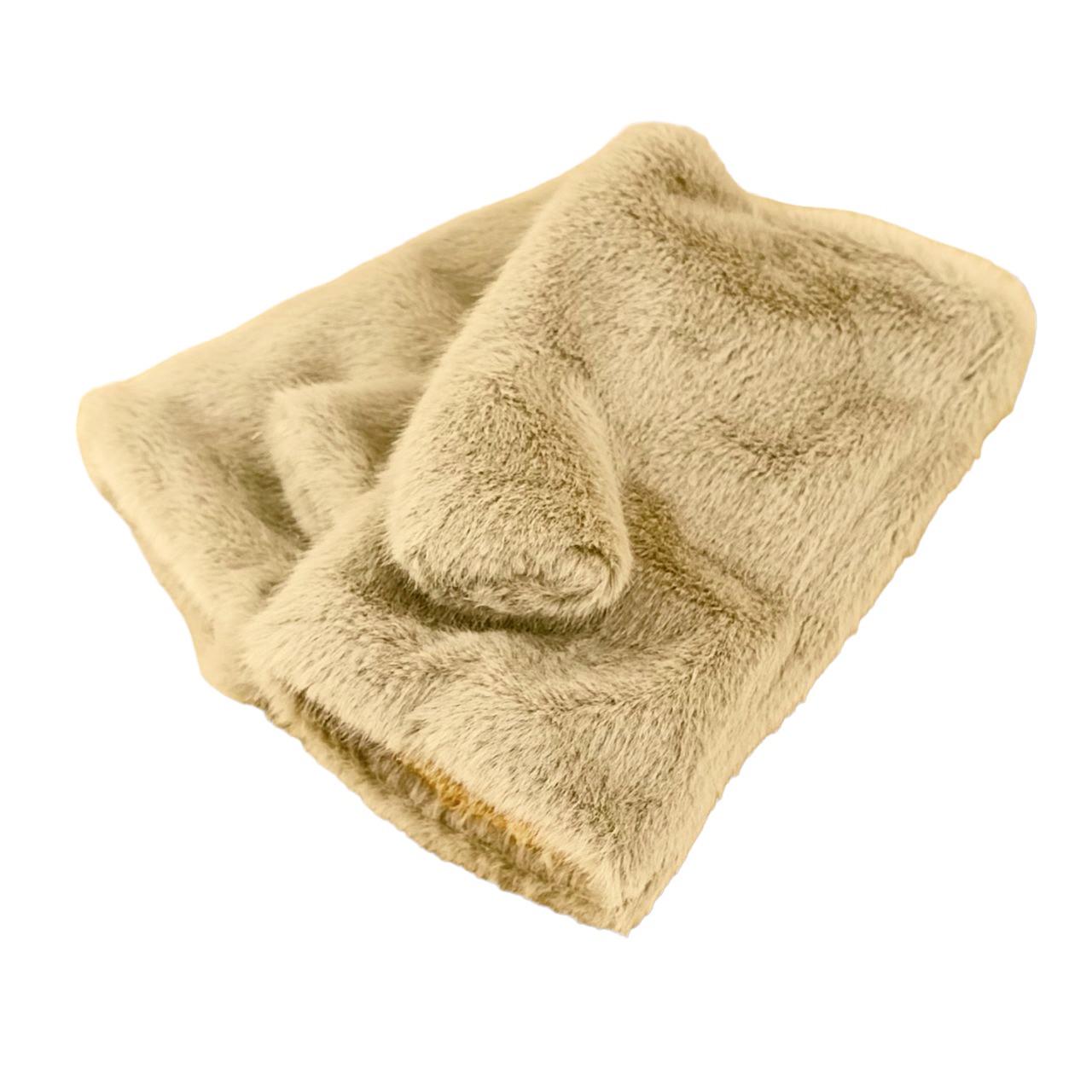 Перчатки митенки меховые S-M Темно-бежевый (47170) - фото 4