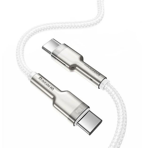 Кабель для швидкого заряджання Baseus Cafule Series Metal Data cabel Type-C to Type-C 100W 1 м White (CATJK-C02) - фото 2