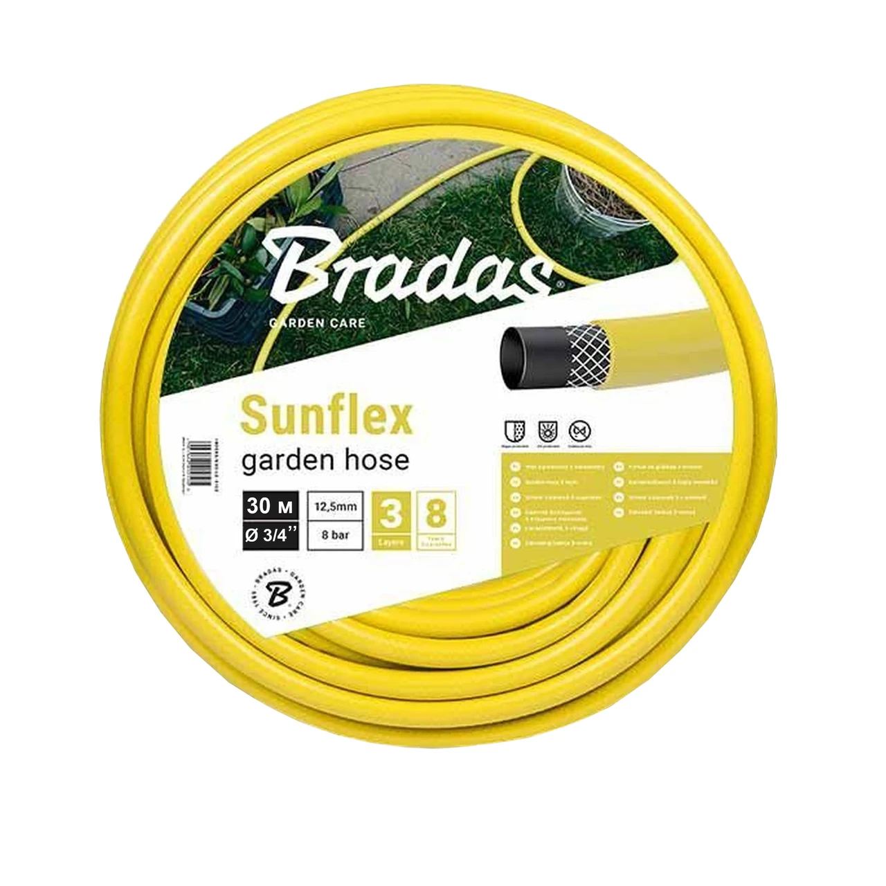 Шланг для полива Bradas SUNFLEX WMS3/430 3/4" 30 м Желтый (1400016)