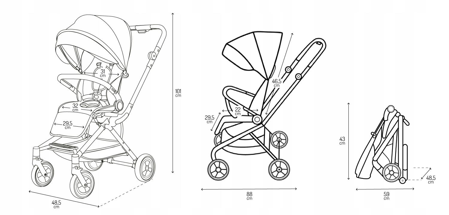 Коляска прогулянкова MoMi Adelle складна з регульованою спинкою та з поворотним на 360° сидінням Gold (WOSP00035) - фото 6
