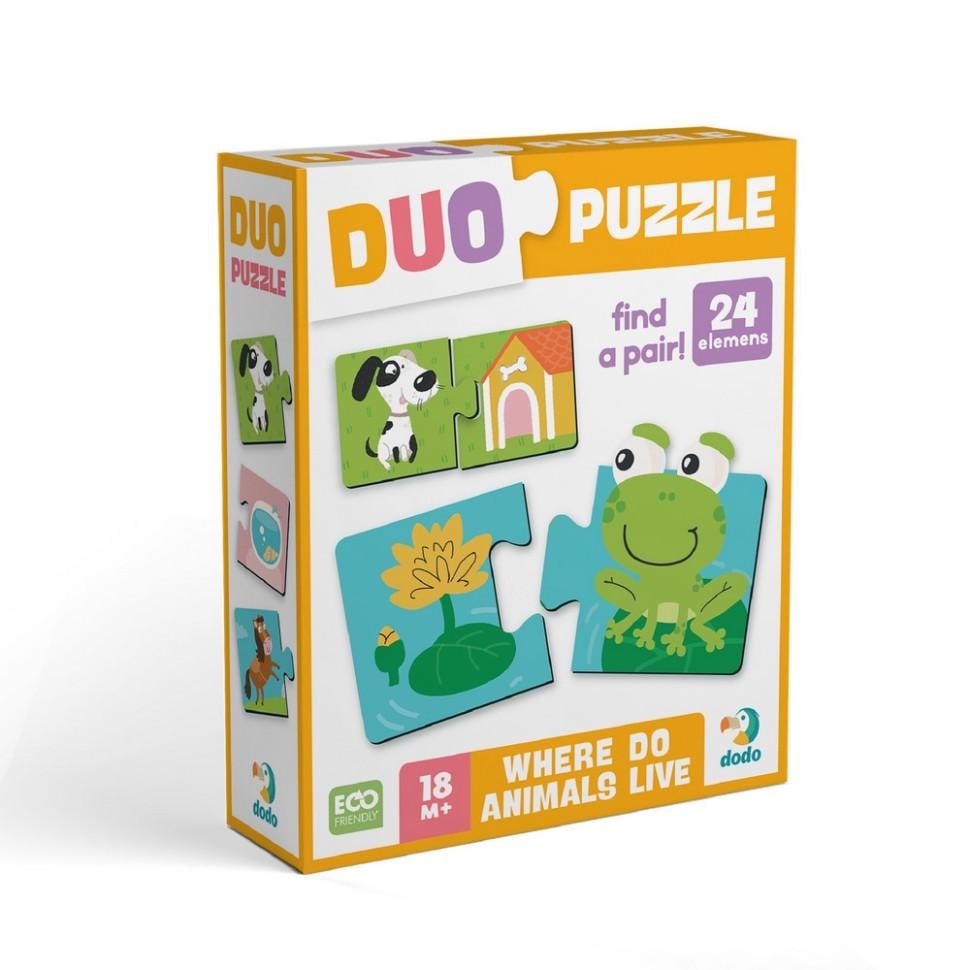 Пазл детский DoDo Toys ДУО-Зверюшки и их дома 24 эл. (IP-177-P-1161)