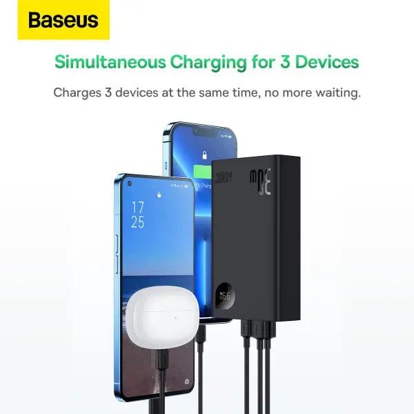 Повербанк BASEUS 20000 mAh 30 W 5 A Adaman2 Digital Display с технологией QC3.0/PD3.0 2USB/Type-C кабель USB to Type-C Black (PPAD050001) - фото 14