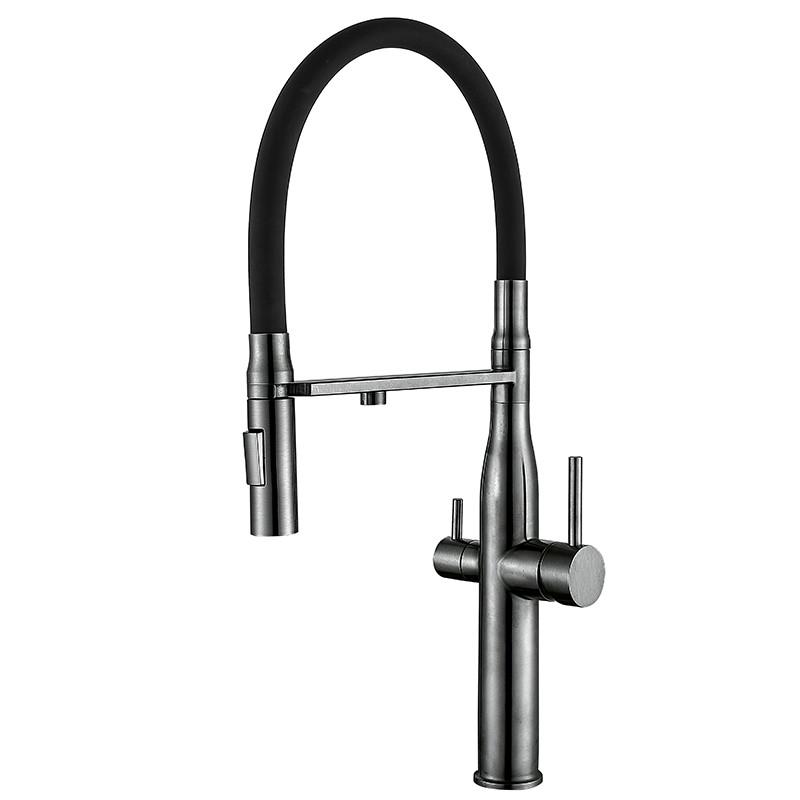 Змішувач для кухні MIXXUS VTM-021 на дві води з нержавіючої сталі Graphite/Black (MI6088)