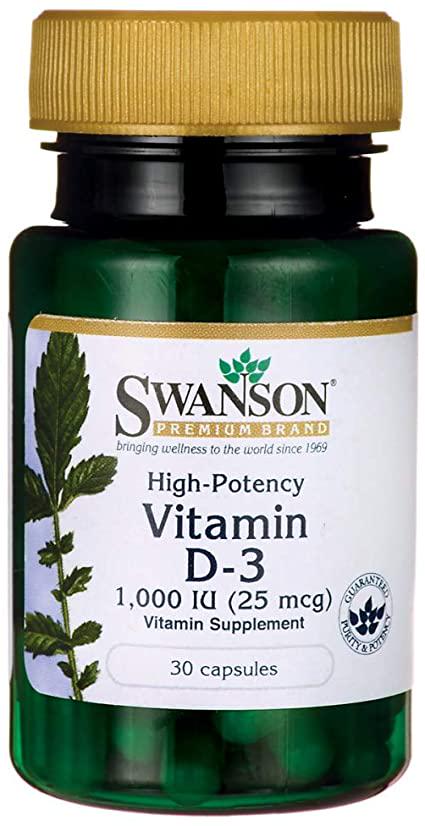 Вітамін D3 Swanson Vitamin D3 High Potency 1000 IU 25 mcg 30 caps