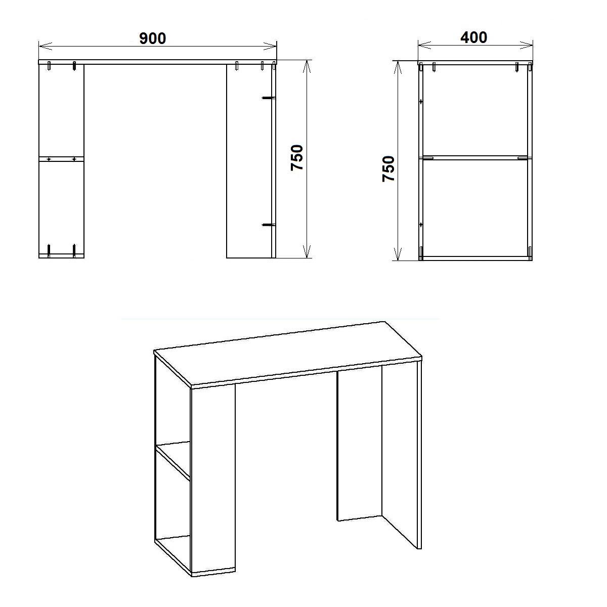 Стол письменный Компанит Юниор-2 с двумя открытыми полками 90x75x40 см Яблоня - фото 2