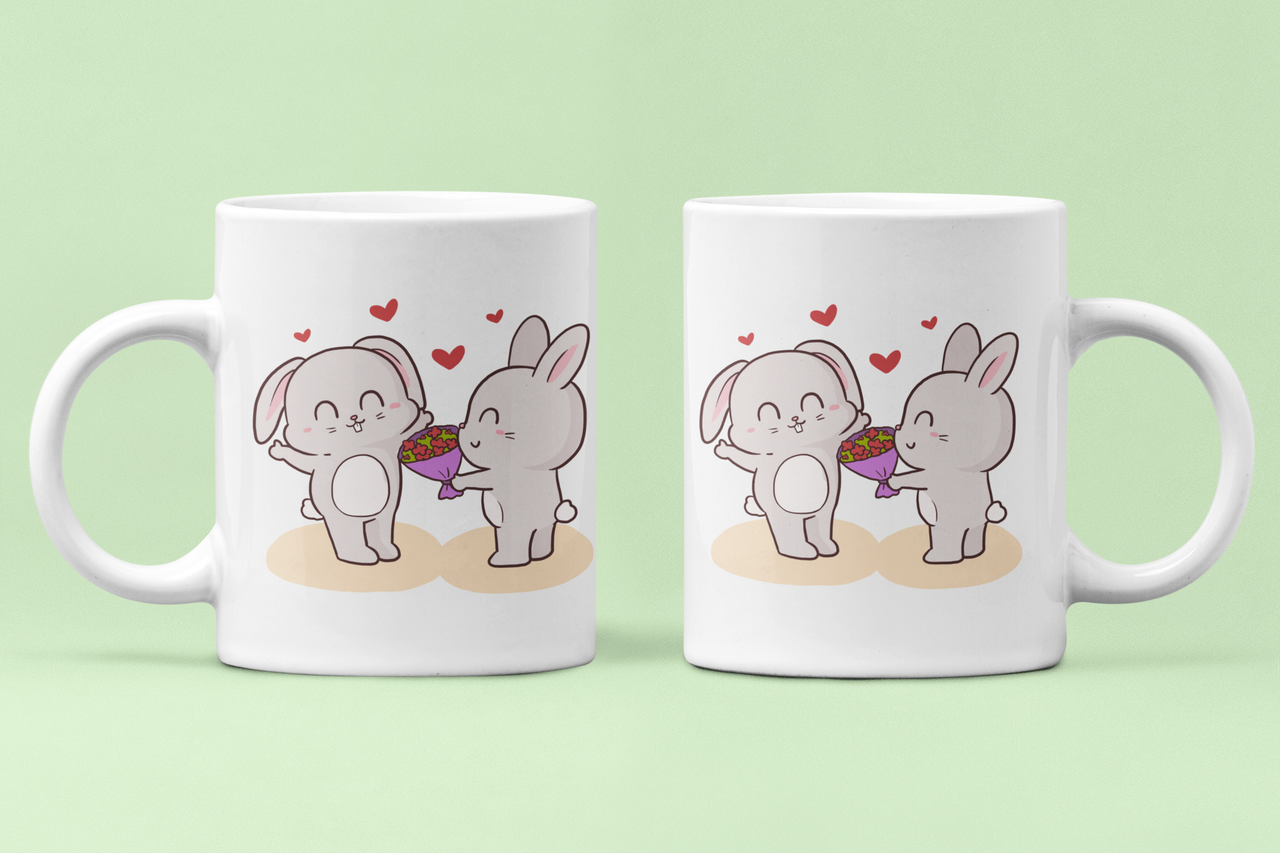 Чашки парные Зайчики для влюбленных 330 мл Белый (ВЛ180Ч)