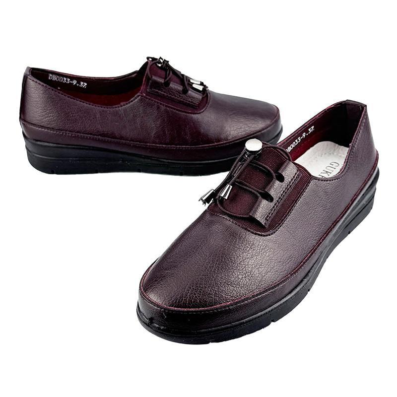 Мокасини жіночі шкіряні 2033-9 p. 37 23,5 см Бордовий - фото 2