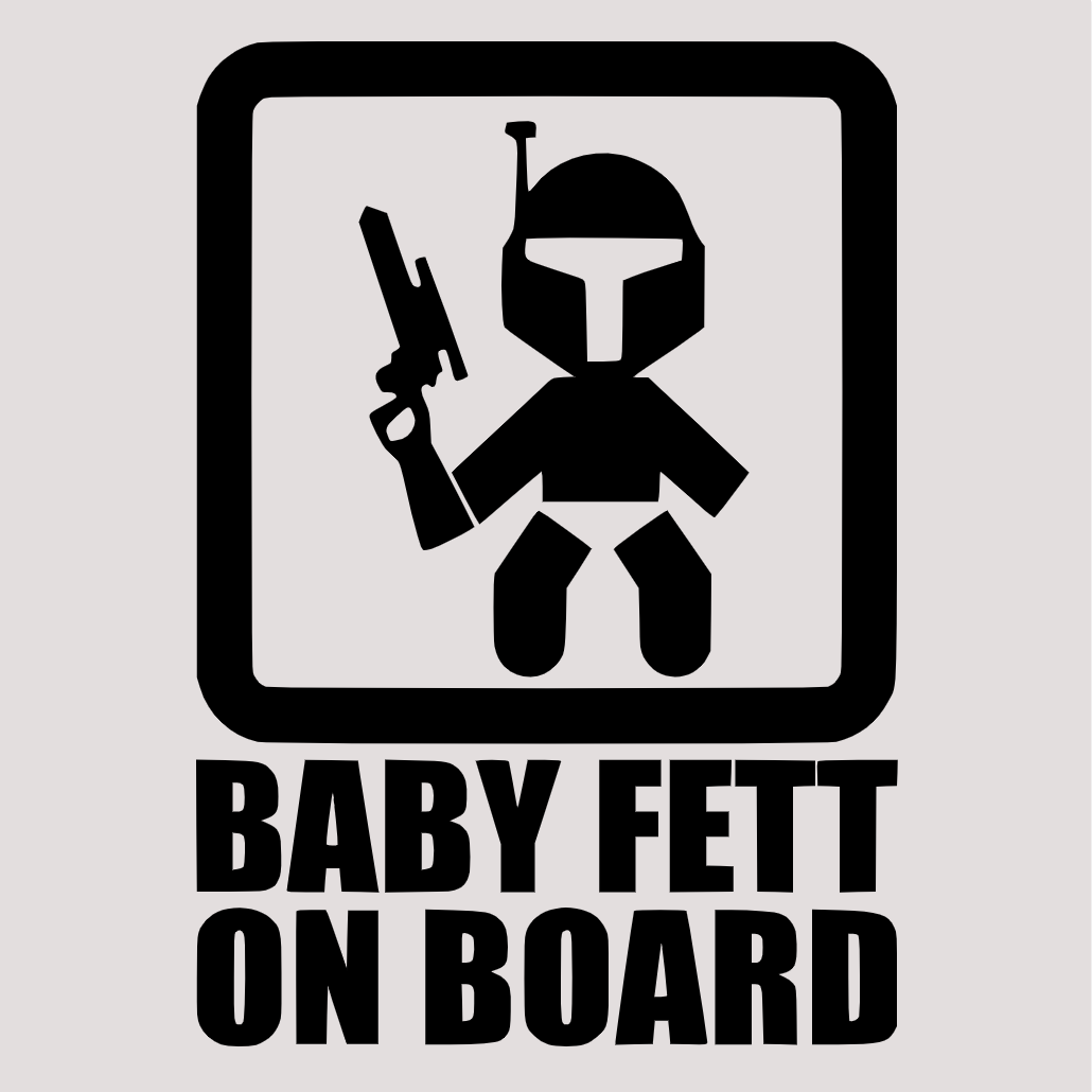 Наклейка на автомобиль виниловая Baby Fett on board и монтажная пленка 25x18 см (S-100-3603)